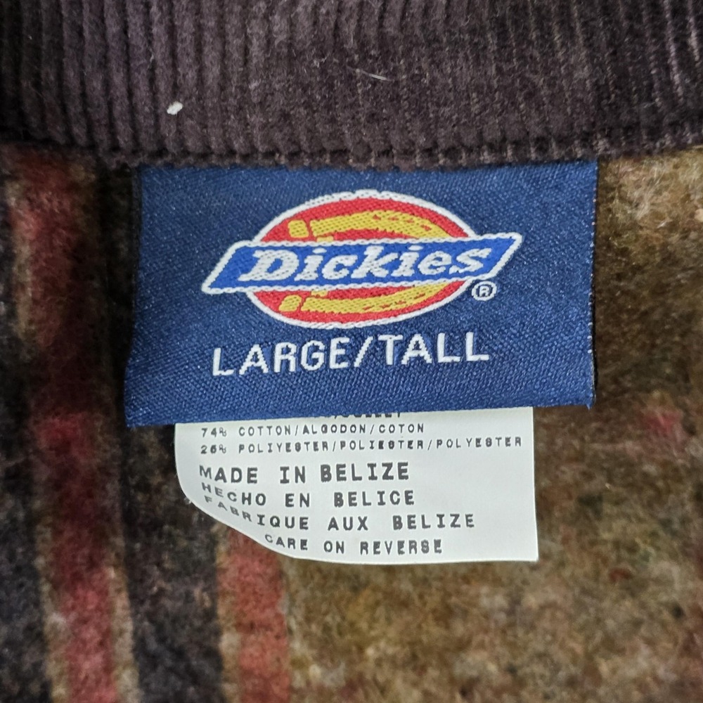 VTG Dickies Jacket Mens LT Brown Blanket Lined Bomber Workwear Corduroy Collar - Picture 6 of 14
